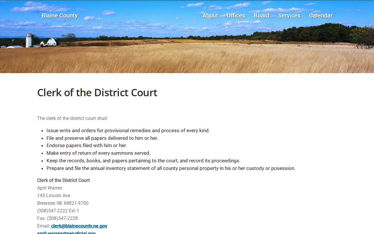 Dunning criminal court records at the Blaine County District Court clerk