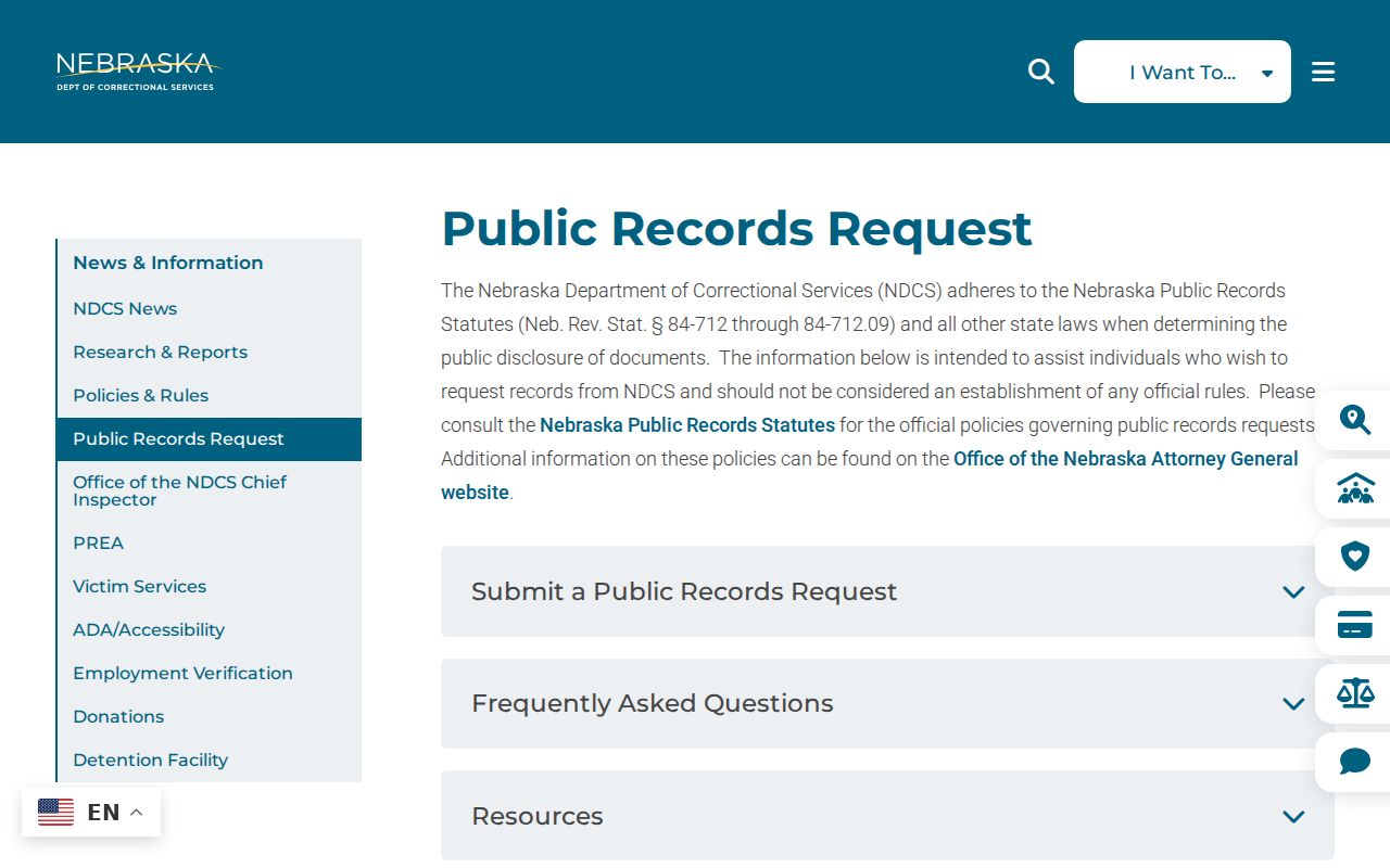 Dunning criminal records request channels at Nebraska corrections
