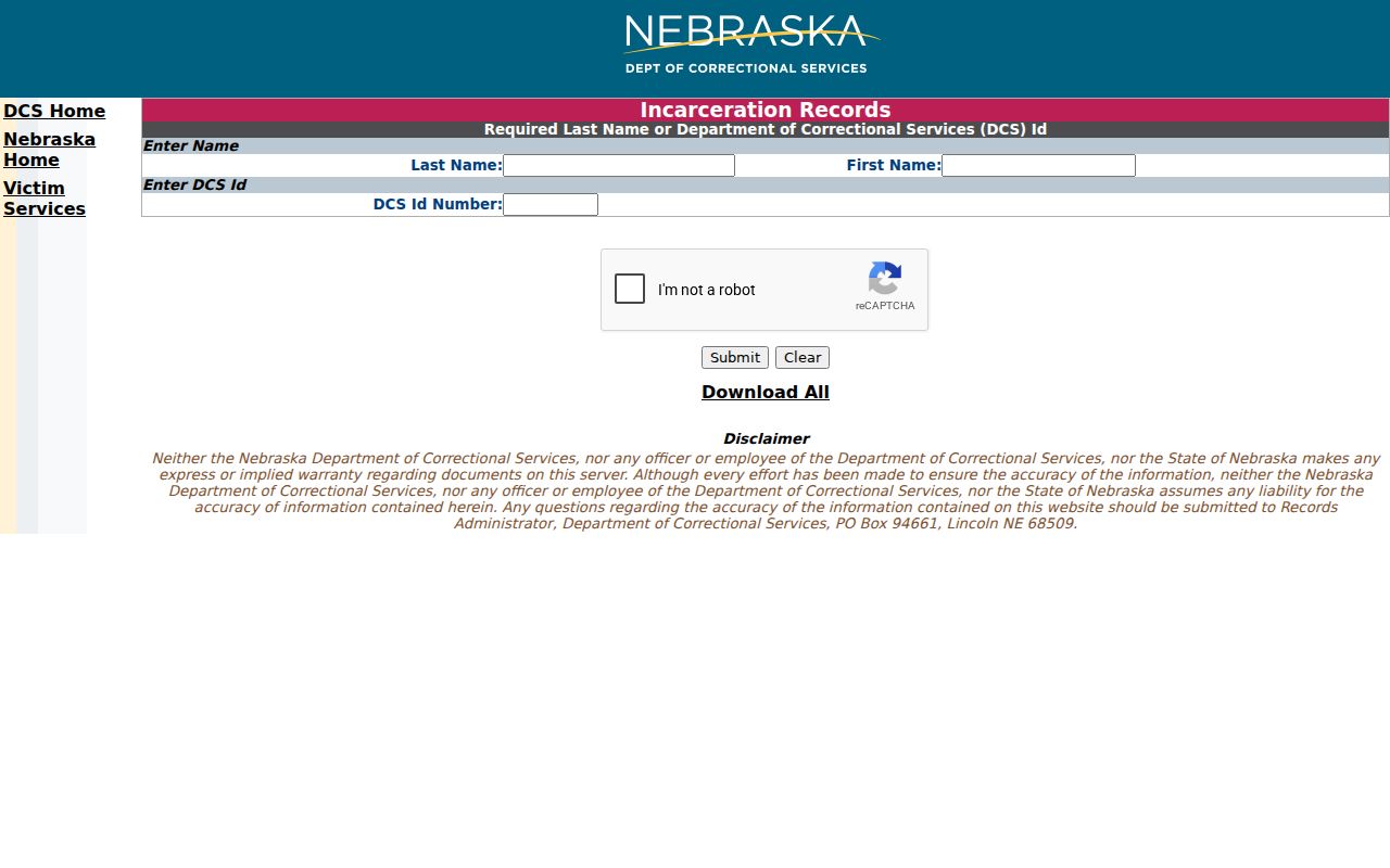 Halsey criminal custody records in the Nebraska incarceration search