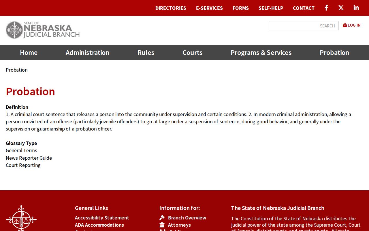 Halsey criminal court records and Nebraska probation administration