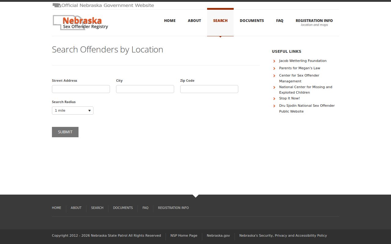 Address radius controls for a Blaine County sex offender check
